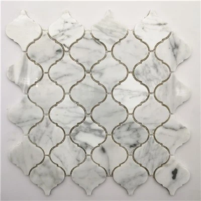 Blan Carrara Marble ak mozayik an kwiv